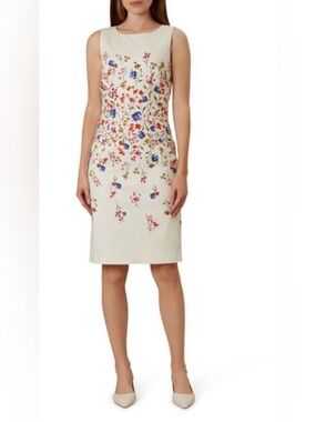 Hobbs London Fiona Dress Womens Size 10 Ivory Multi Floral Shift Sheath Garden